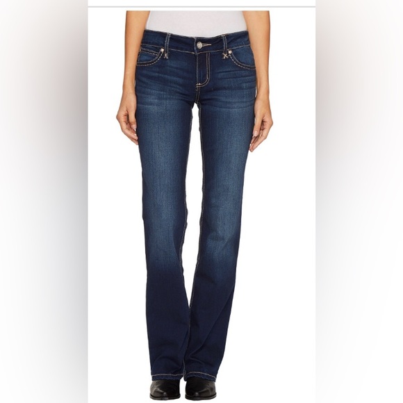 Wrangler mae mid-rise HT wash retro boot cut jeans size 24/00x34 new - Picture 10 of 12